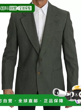 自营 Romeo Gigli亚麻夹克一件式单排扣男式夹克-绿色 美国奥莱直