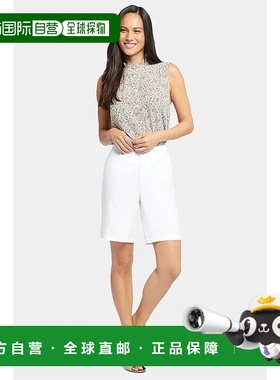 自营NYDJ Bermuda Shorts Women's Optic White Stretch Linen Bl