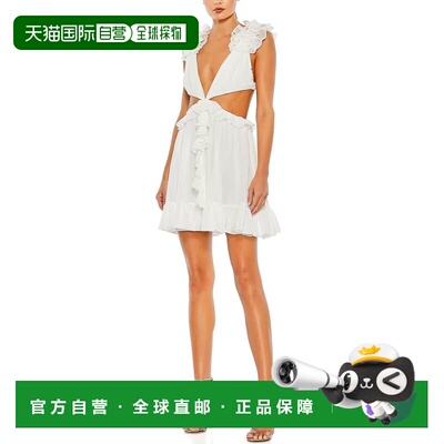 自营Mac Duggal Cocktail Dress - White 美国奥莱直发吊带连衣裙