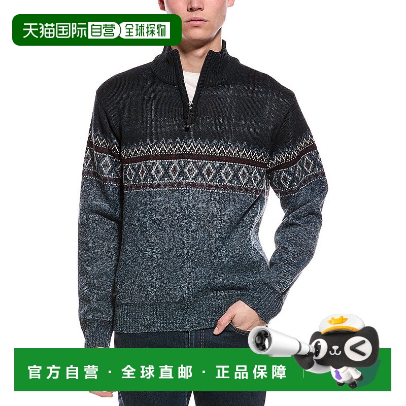 自营Point Zero Semi Fit 1/4-Zip Mock Neck Sweater - blue 美