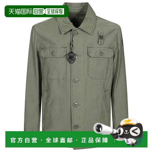 自营blauerUnlined Green Utility Jacket With Shirt Collar And