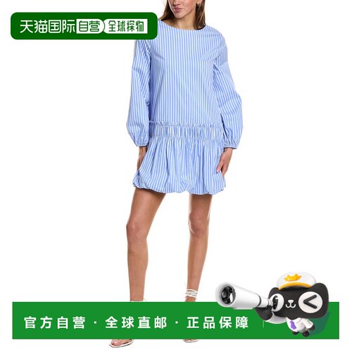 自营english factory英国工厂条纹气球迷你连衣裙-蓝色 美国奥莱