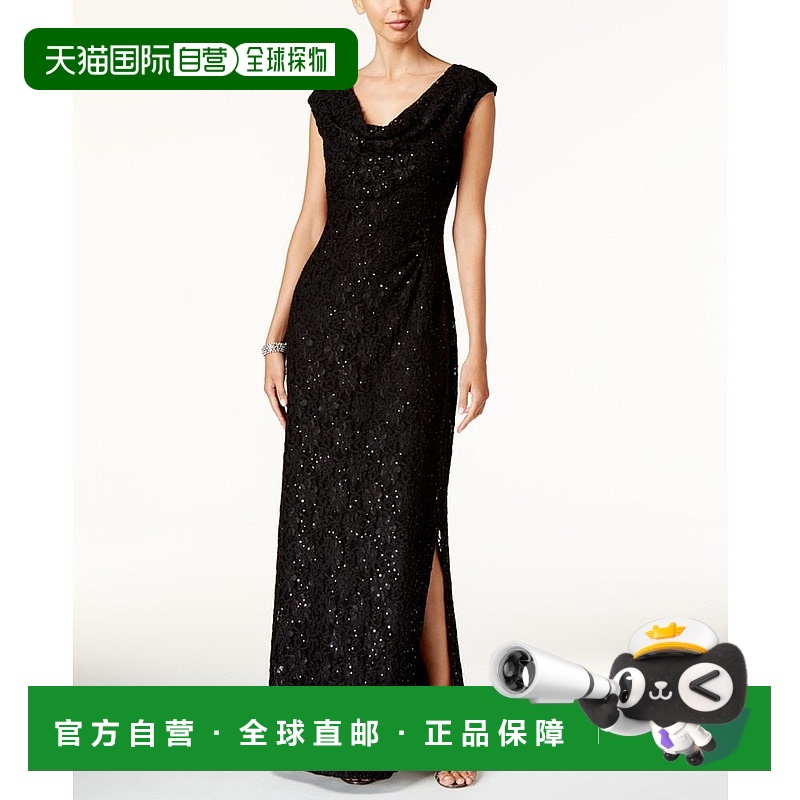 【美国直邮】connected 女士 连衣裙蕾丝亮片礼服优雅长裙斗篷
