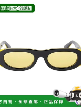 自营 off-white米白色奥兰多椭圆形太阳镜-黑黄色 美国奥莱直发