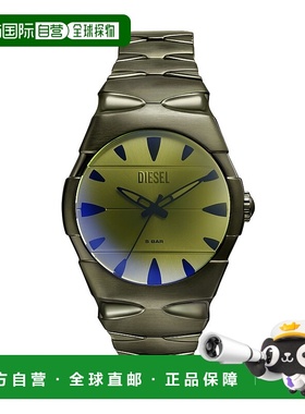 自营Diesel Men's D-Sruptor Three-Hand, Green Stainless Steel