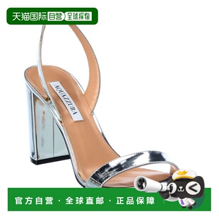 自营Aquazzura So Nude 85皮革露背凉鞋-灰色 美国奥莱直发