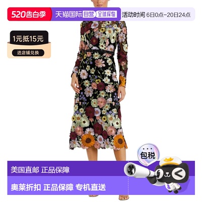 自营Mac Duggal High Neck Floral Embellished Dress - black 美