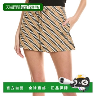 美国奥莱直发博柏利 棕色 自营 Burberry格子印花抽绳短款