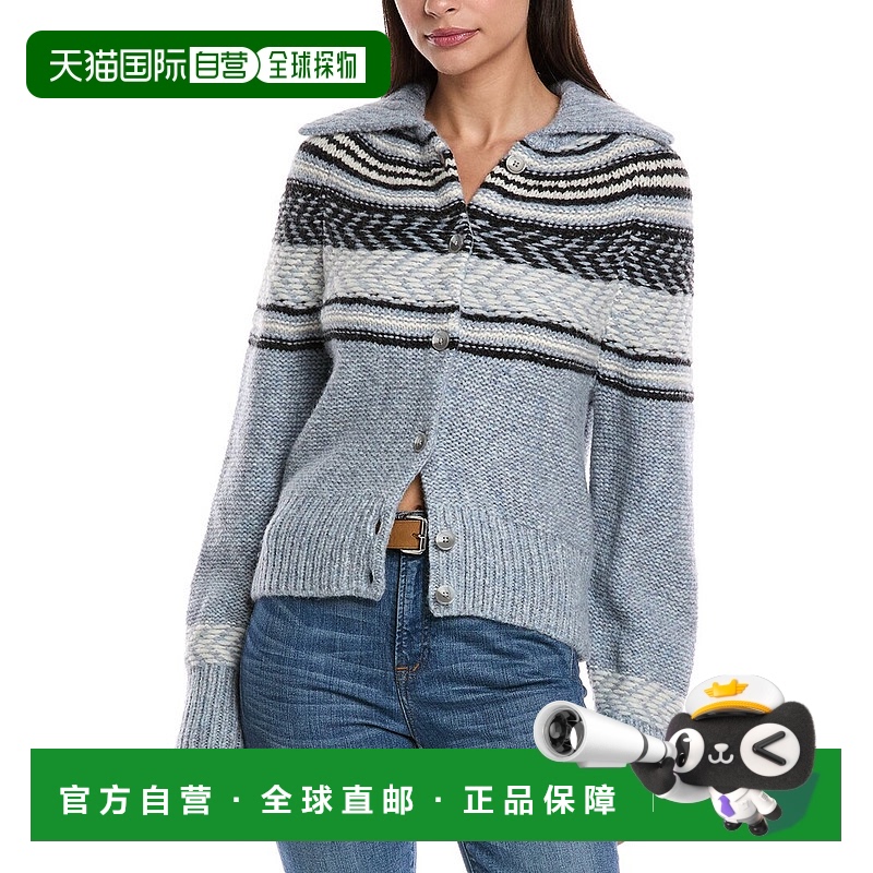 自营Faherty Native Knitter Eyeglazzer羊驼毛羊毛混纺毛衣-蓝色