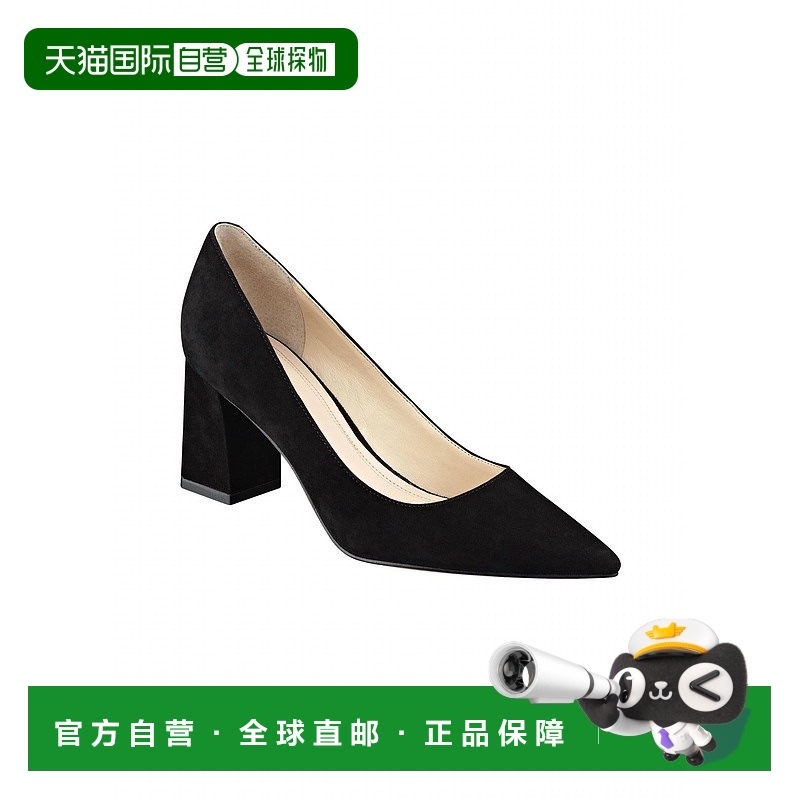 自营 marc fisher女式Zala翻毛皮高跟鞋，黑色翻毛皮-黑色翻毛皮