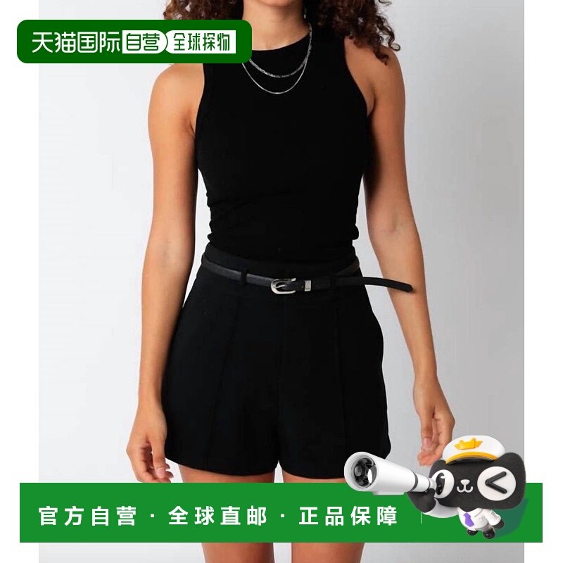 自营 olivaceousRibbed Back Peep Show Muscle Tank In Black -