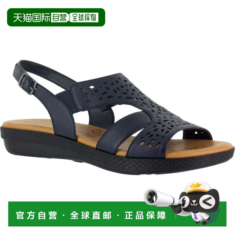 自营Easy Street Bolt凉鞋女海军蓝可调节绑带LION692-蓝色 美国