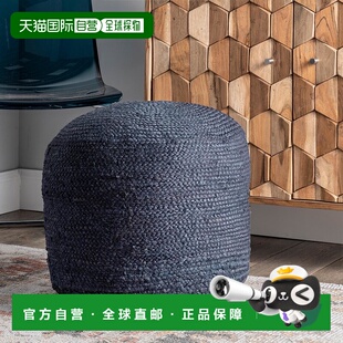 自营 nuLOOM 布里斯托尔编织实心黄麻填充脚凳坐垫 - 蓝色 美国奥