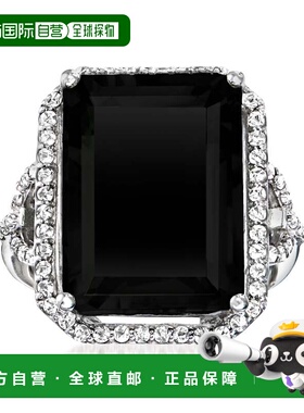 自营 Ross-Simons 925 银黑色玛瑙和白色托帕石戒指 - 白色 美国