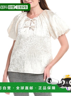 自营 endless rose无尽玫瑰色褶皱上衣-白色 美国奥莱直发