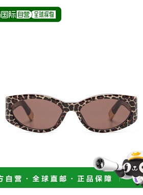 自营jacquemusNarrow Oval Leopard Print Sunglasses - brown 美