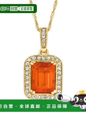 自营 ross-simons罗斯-西蒙斯火蛋白石和 . 14 克拉黄金钻石吊坠