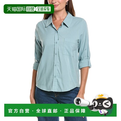 自营splendid华丽编织纽扣衬衫-蓝色 美国奥莱直发