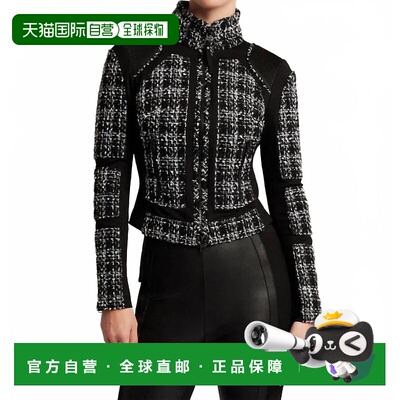 自营blanc noirBoucle Moto Mesh Jacket In Black/white - black