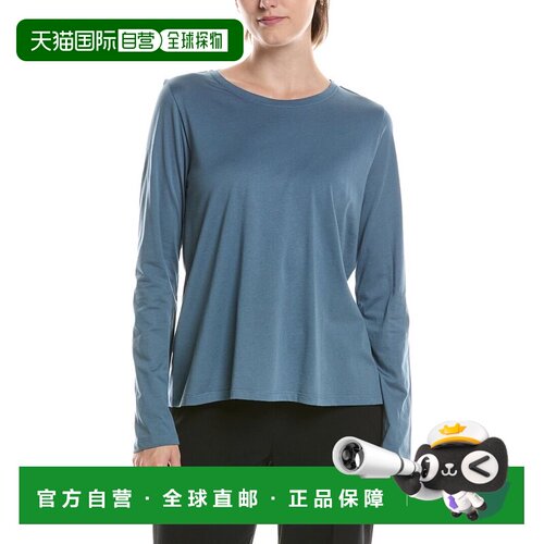 美国直邮自营EILEEN FISHER圆领T恤-蓝色 美国奥莱直发上衣女装