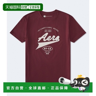 美国奥莱直发 深红色607 自营Aeropostale Script标志图案T恤