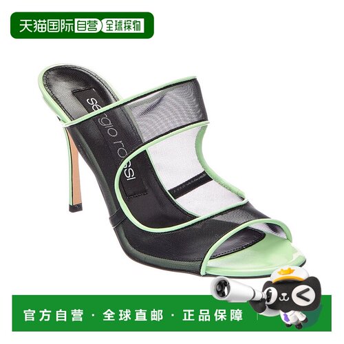 自营Sergio Rossi Godiva 90网眼 & 专利凉鞋-绿色 美国奥莱直发