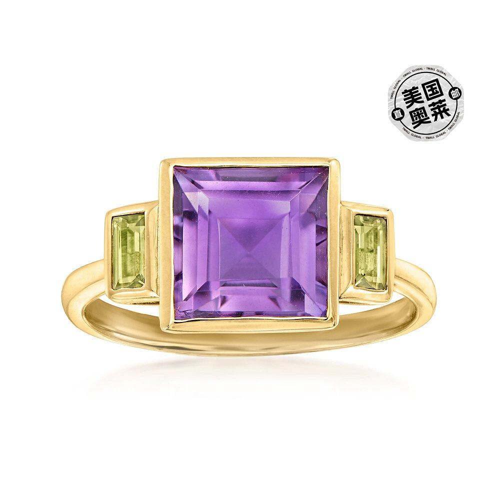 14kt 黄金橄榄石戒指 - 紫色