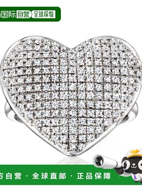 自营Ross-Simons Pave Diamond Heart Ring in Sterling Silver -