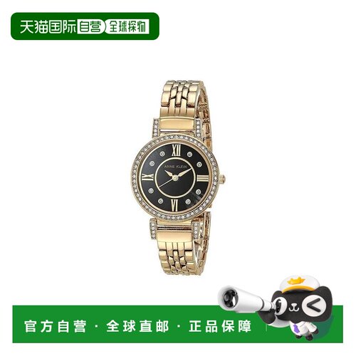 自营Anne Klein高级水晶重音手链女士手表-金色 美国奥莱直发