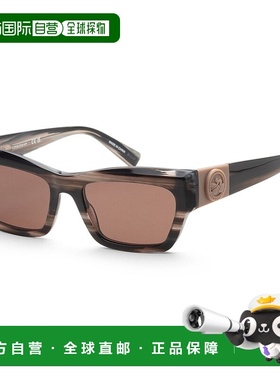 自营 Longchamp女式53毫米条纹黑色太阳镜-条纹黑色 美国奥莱直发