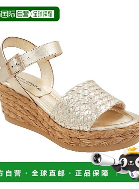 自营andre assous安德烈 阿索斯 卡里萨皮革Espadrile-platino 美