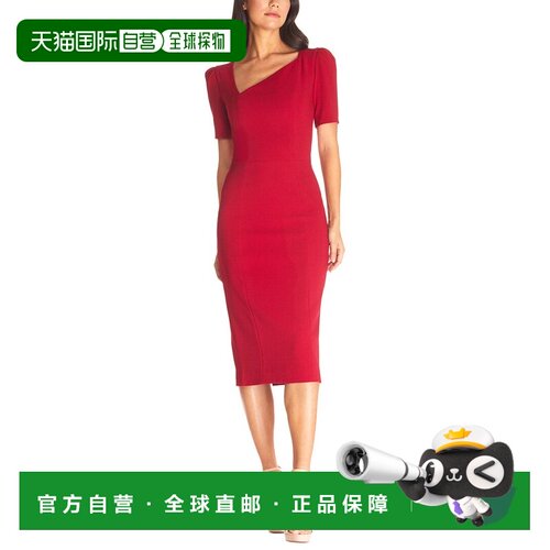 自营Dress The Population Ruth Midi Dress - red 美国奥莱直发