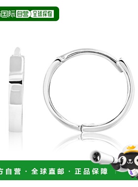 自营max + stone14K White Gold 10mm Flat Style Huggie Hoop Ea