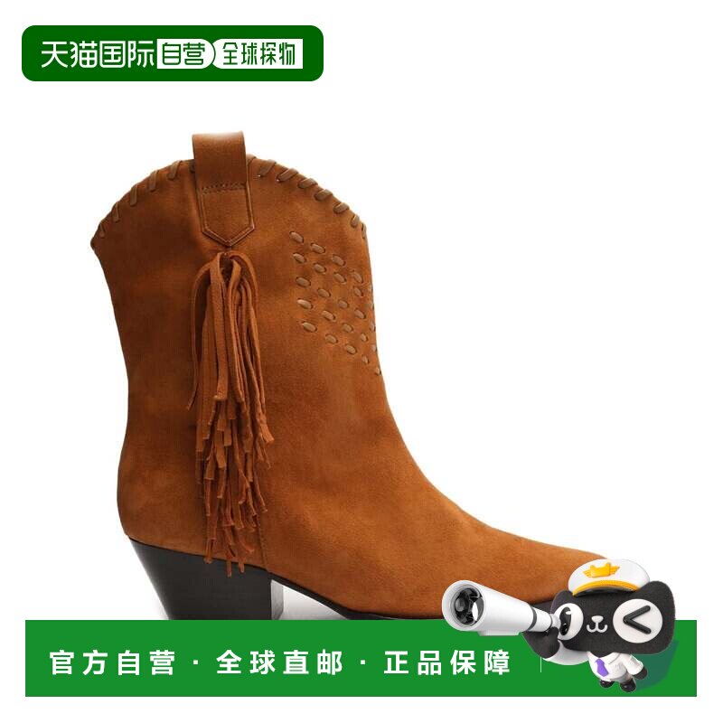 自营Schutz Alexxa女式美国5.5棕色绒面尖头脚踝靴KHD1028-棕色