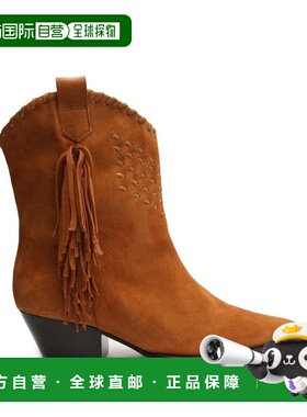 自营Schutz Alexxa女式美国5.5棕色绒面尖头脚踝靴KHD1028-棕色