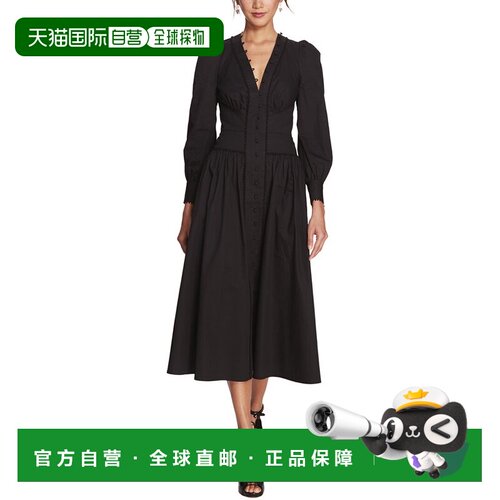 自营Marchesa Notte Tansy Midi Dress - black 美国奥莱直发