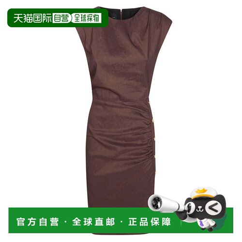自营pinkoBrown Alissa Ruched Linen Mini Dress - grey 美国奥