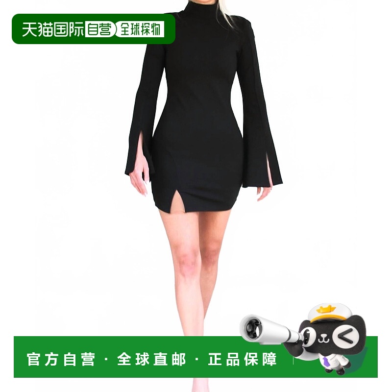 自营lushWide Bell Sleeve Mini Dress In Black - black 美国奥