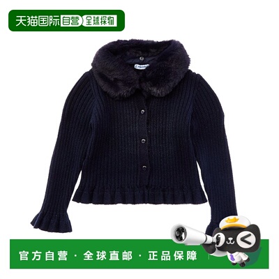 自营Mayoral Faux Fur Collar Cardigan - navy 美国奥莱直发