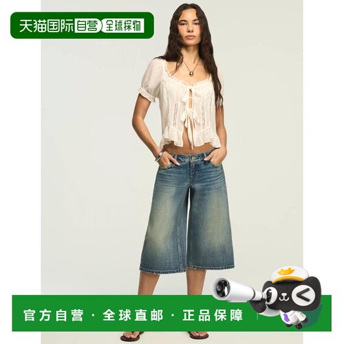 自营lucky brandLucky品牌女低矮宽Culotte-中深蓝 美国奥莱直发