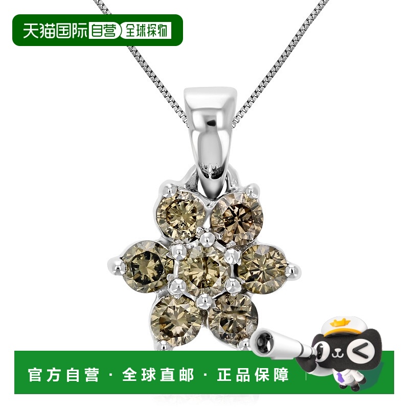 自营 vir jewels1/2 cttw 香槟钻石簇复合吊坠项链 10K 白金 - 白