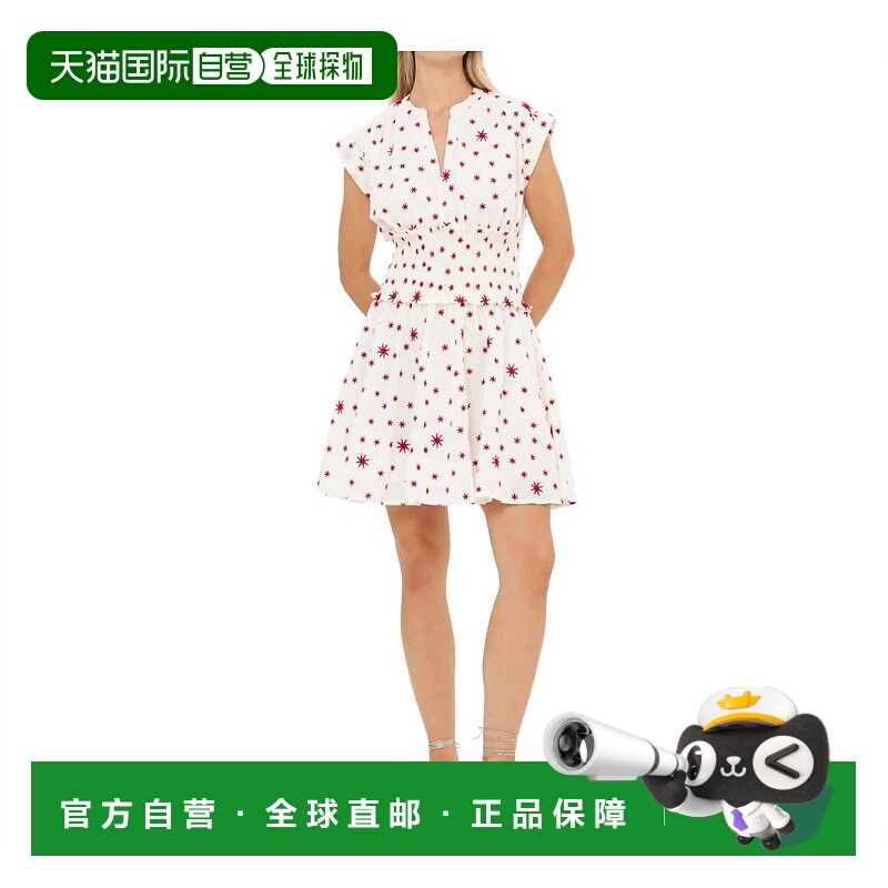 自营oliphantSmocked Waist Roll Sleeve Mini Dress In Ellswort