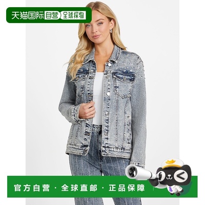 自营guessArielle Embellished Denim Jacket - light wash 美国
