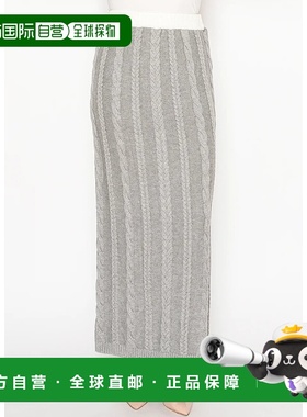 自营 yal new york灰色针织马克西短裙，带缝线细节-灰色 美国奥