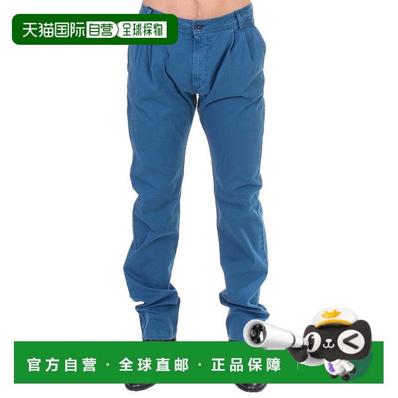 自营 GF Ferre 优雅直筒棉质男士斜纹棉布裤 - 蓝色 美国奥莱直发