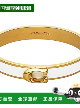 自营  COACH蔻驰女士经典LOGO标志C字黑金色手镯礼物F67480