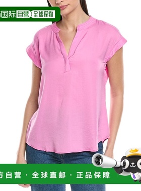 自营Vince Camuto V-Neck Front Placket Blouse - purple 美国奥