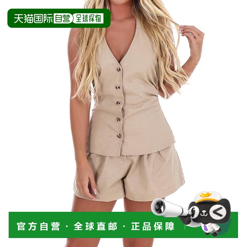 自营mustard seedBold Move V-Neck Romper In Light Taupe - lig