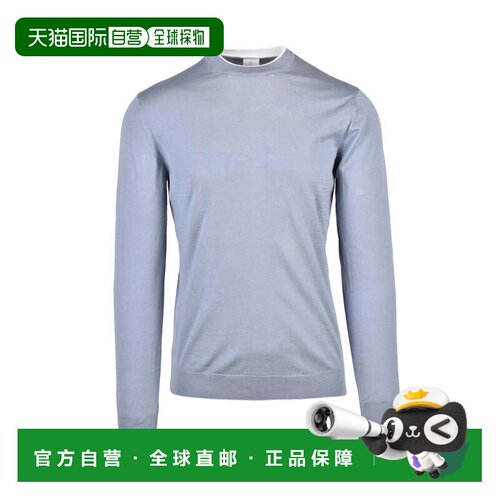 自营eleventyBlue Men Cotton Crew Neck Sweater - blue 美国奥
