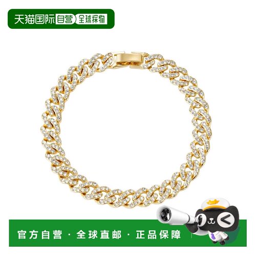 自营adorniaGold Plated 8mm Crystal Curb Chain Bracelet - gol